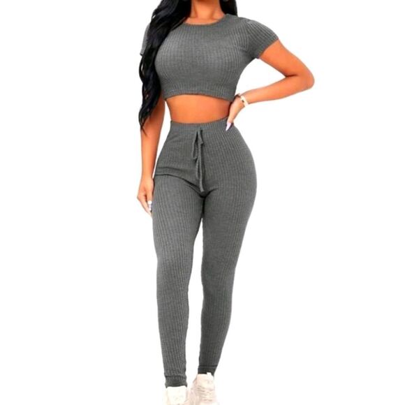 Ladies, two-piece waffle knit pant set sz Small Petite - Picture 1 of 4